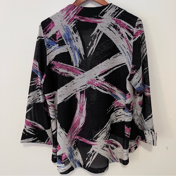 IC Connie K Womens Lagenlook Artsy Kimono Jacket Open Weave Asymmetrical Sz. L - Picture 8 of 8